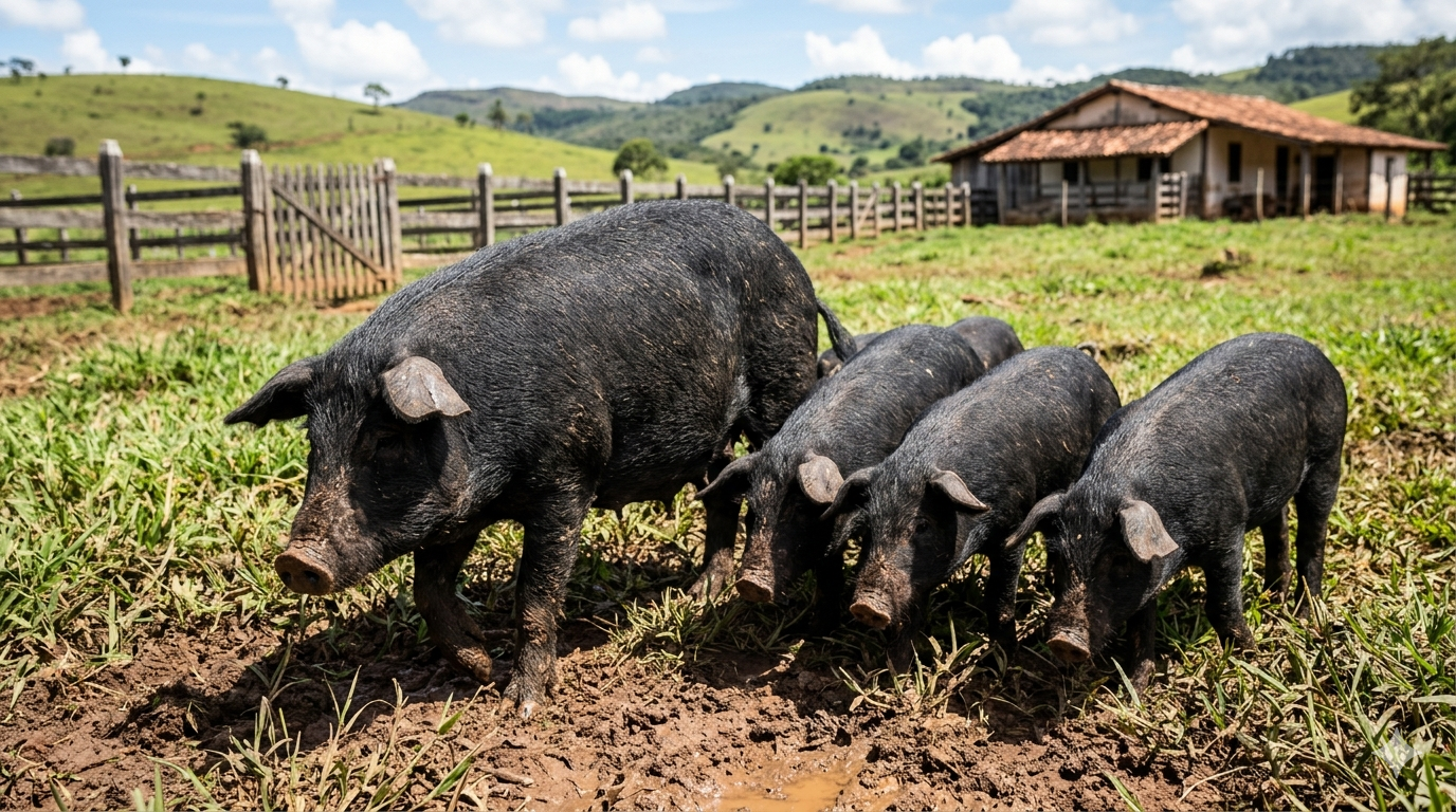 Suínos da raça Canastra, raça brasileira de Minas Gerais